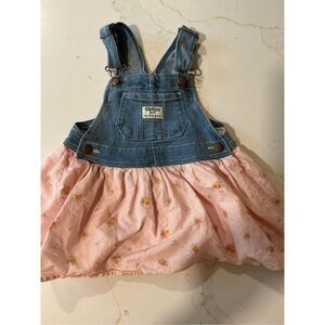 OshKosh Bgosh Overalls Sz 18 mo Denim Tulle Pink Floral